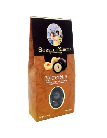 Sorelle Nurzia Nocciola Ricoperti di Cioccolato Fondente 150 g.
