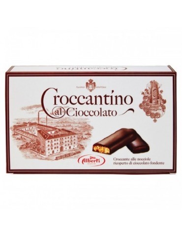 Croccantino Strega Alberti Ricoperto al Cioccolato Fondente e Croccante alle Nocciole 300 g
